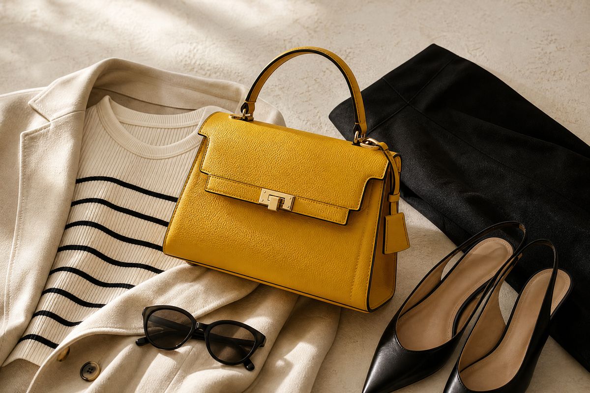 A bolsa como ponto focal: cor, textura e presença